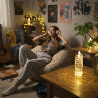 Rose Shadow LED Flameless Candles Set | Romantic Battery Pillar Lights