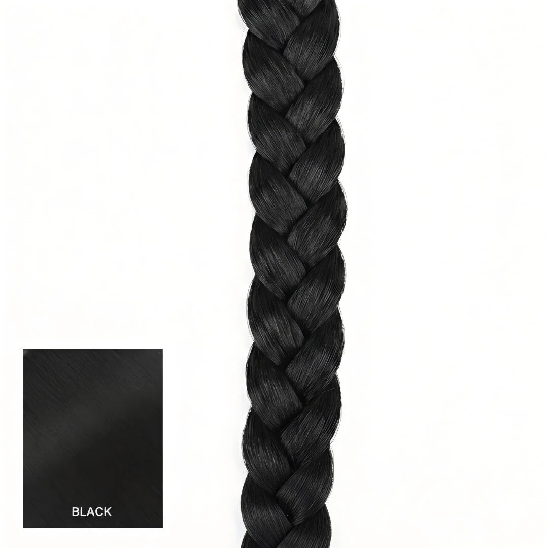 Natural black synthetic braid hair extension color display
