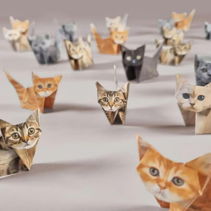 DIY Origami Paper Cats Kit | 50 Sheets Cute Animal Craft for Adults & Kids
