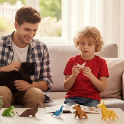 DIY Origami Paper Cats Kit | 50 Sheets Cute Animal Craft for Adults & Kids