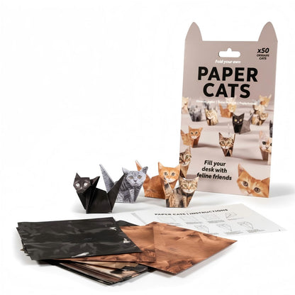DIY Origami Paper Cats Kit | 50 Sheets Cute Animal Craft for Adults & Kids