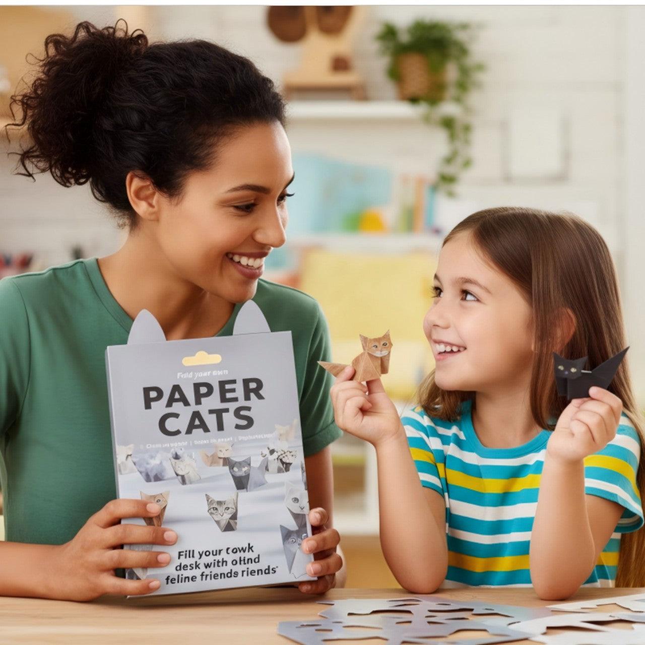 DIY Origami Paper Cats Kit | 50 Sheets Cute Animal Craft for Adults & Kids