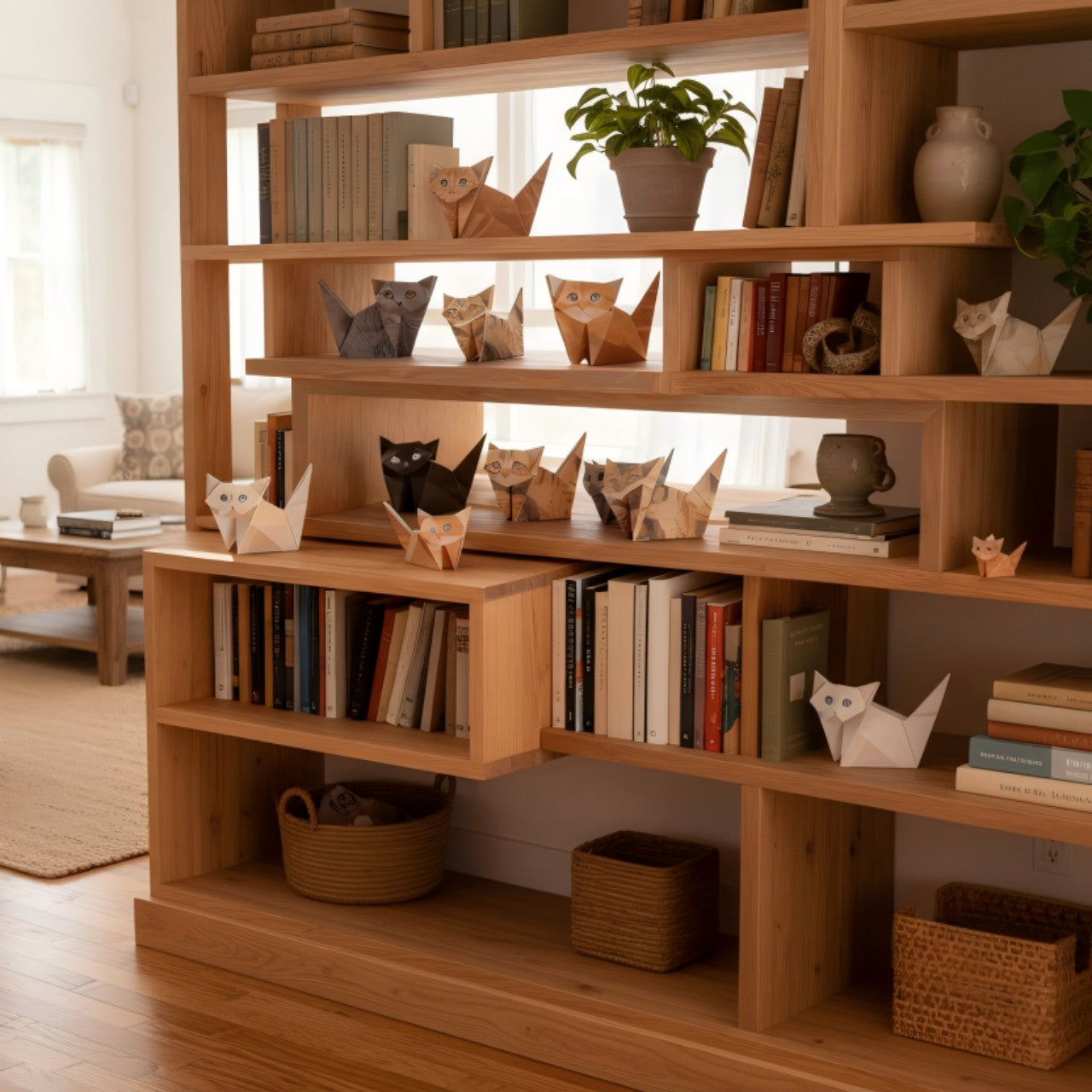 DIY Origami Paper Cats Kit | 50 Sheets Cute Animal Craft for Adults & Kids