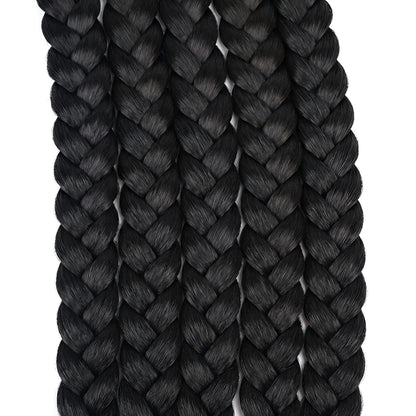 Close up detail of premium braided ponytail hair texture