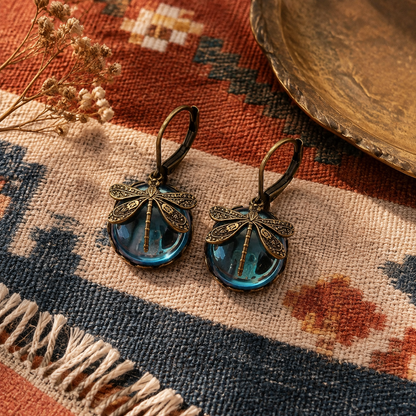 Vintage Moonstone Butterfly Pattern Earrings