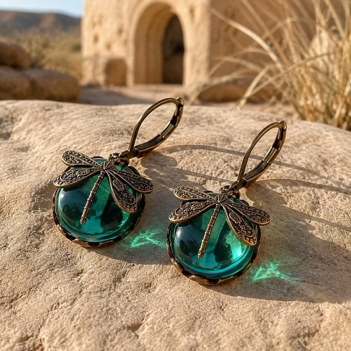Vintage Moonstone Butterfly Pattern Earrings