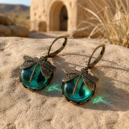 Vintage Moonstone Butterfly Pattern Earrings