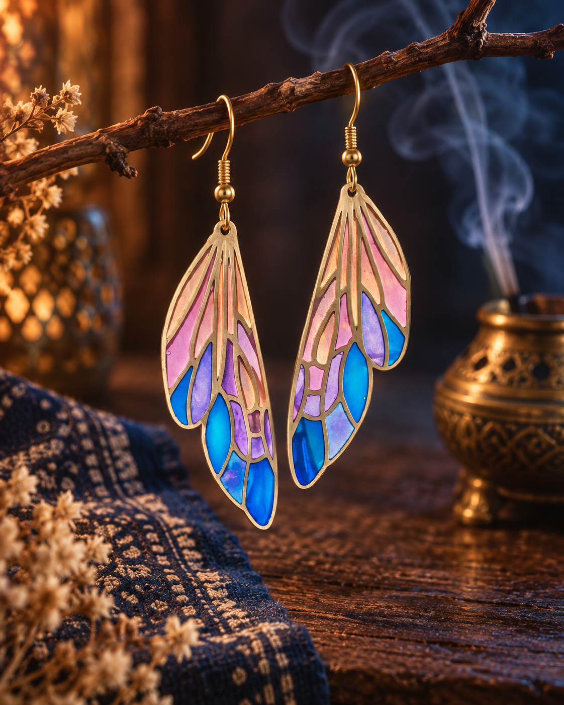 Gradually Changing Multi-colored Feather Earrings