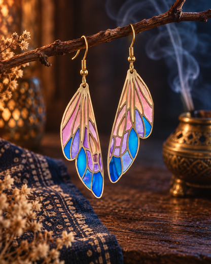 Gradually Changing Multi-colored Feather Earrings