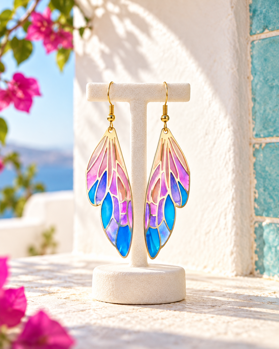 Gradually Changing Multi-colored Feather Earrings